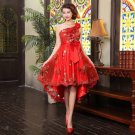 Hot Sexy Sequin Hi-Lo Lace-Up Red Party Dress Women New Fashion Slim Bridesmaid Clothing Wedding