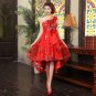 Hot Sexy Sequin Hi-Lo Lace-Up Red Party Dress Women New Fashion Slim Bridesmaid Clothing Wedding