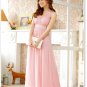 Chiffon  Ankle-Length Solid Party Dress Ladies  Elastic  Bridesmaids Clothing Slim