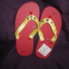 Berry Red & Yellow flip flops