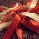 Red & baby pink ribbon ponytail holde