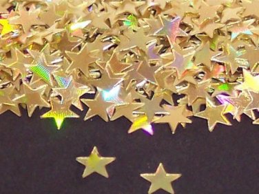 GOLD HOLOGRAPHIC  STARS 1/4"