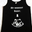 My workout buddy baby bump pregnancy maternity gym crossfit black tank top L
