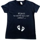 I can work out baby bump pregnancy maternity gym crossfit cotton black t shirt M