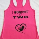 I workout for two baby bump pregnancy maternity gym crossfit pink tank top L
