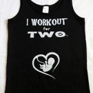 I workout for two baby bump pregnancy maternity gym crossfit black tank top M