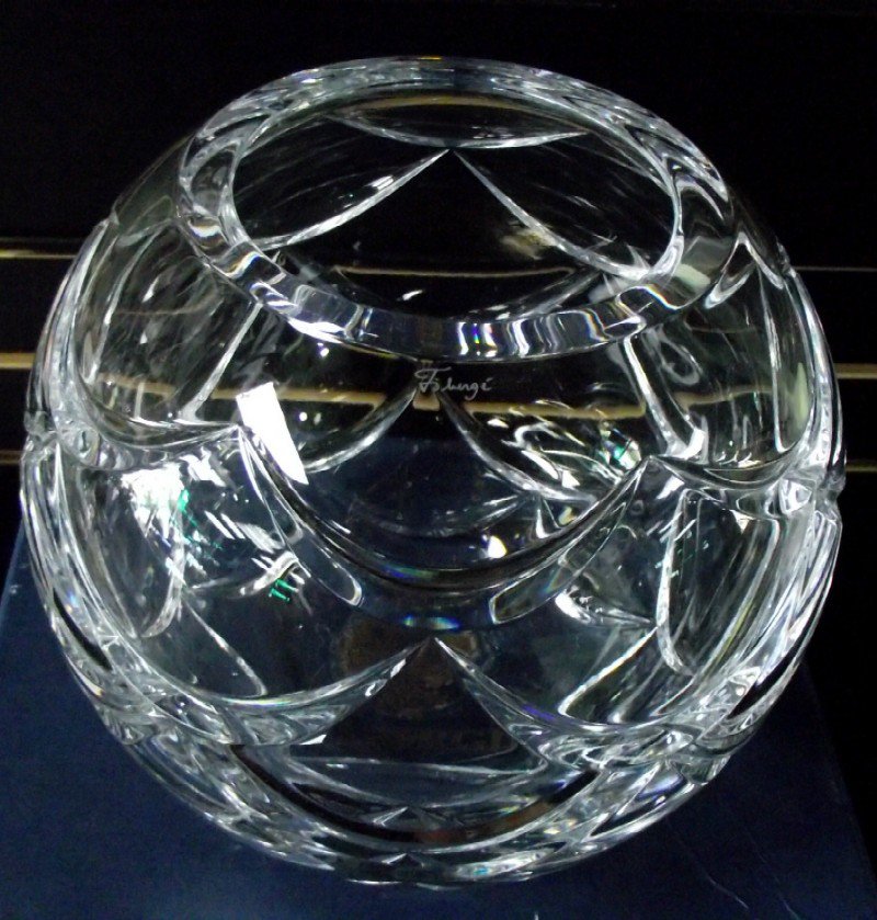 Faberge Pine Cone Crystal Rose Bowl in the original box