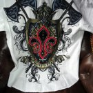 Retrofit Medium Short Sleeve Shirt White with Embroidery Front & Back