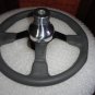Gussi Boat Steering Wheel M521 Grey Urethane Black Spoke & Polished Alum Hub