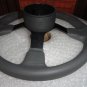 New Gussi Boat Steering Wheel M521 Grey Urethane Black Spoke & Black Hub Adaptor
