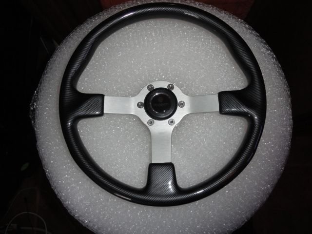 Gussi Boat Steering Wheel Black Carbon Look with Brushed Spoke ...