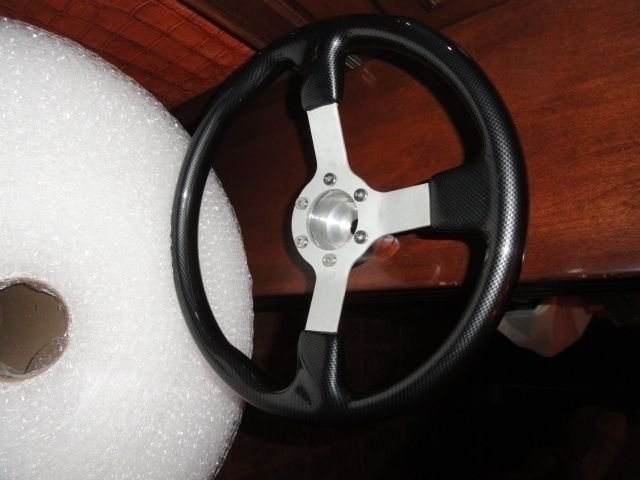 Gussi Boat Steering Wheel Black Carbon Look with Brushed Spoke ...