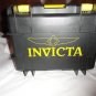 Invicta watch carrying case in grey with yellow handles holds 8 watches