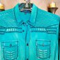 Roar Teal Signature Long Sleeve Button Up Shirt Size Medium