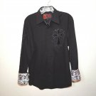 Rebel Spirit  Black |Men's Medium Button-Down Long sleeve Shirt