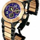 INVICTA RESERVE OCEAN REEF QUARTZ - ROSE GOLD, BLACK CASE W/STAINLESS STEEL BAND
