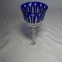 Faberge  Xenia  Cobalt Blue Cut to Clear Crystal Glass Signed 7 3/8" Tall