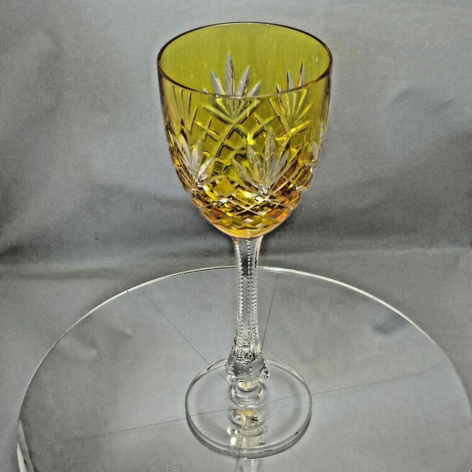 Faberge Yellow Odessa Hock Crystal Wine Glass 8 3/* by 3"