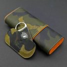 The "Show Band" 3 Cigar Case - Camouflage and Orange Leather