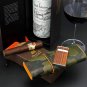 The "Show Band" 3 Cigar Case - Camouflage and Orange Leather