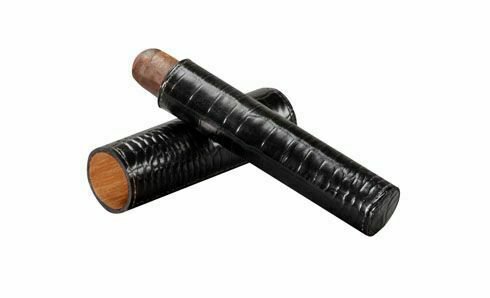 Bizard and Co. - The Single Cigar Tube - Croco Pattern Black