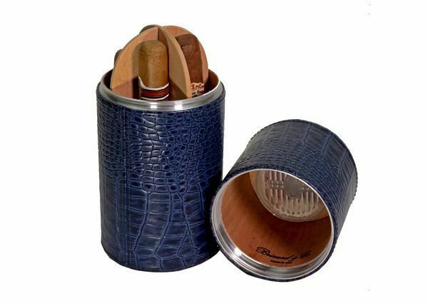 Bizard and Co. - The Cylinder Desk Humidor - Indigo Croco Pattern