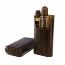 Bizard and Co. - The "Show Band" 3 Cigar Case - Croco Pattern Tobacco
