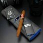 Bizard and Co. - The "Show Band" 3 Cigar Case - Blue Ostrich and Gray Leather