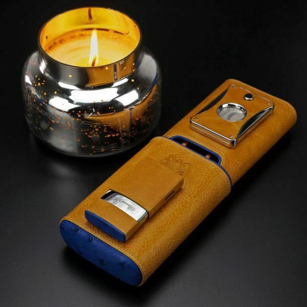 Bizard and Co. - Venezia Lighter - Blue Ostrich and Camel Color Leather
