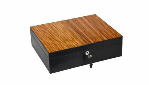 Bizard & Co - "Airflow" Cigar Humidor - Sunrise Black and Zebrawood 60/70 Count
