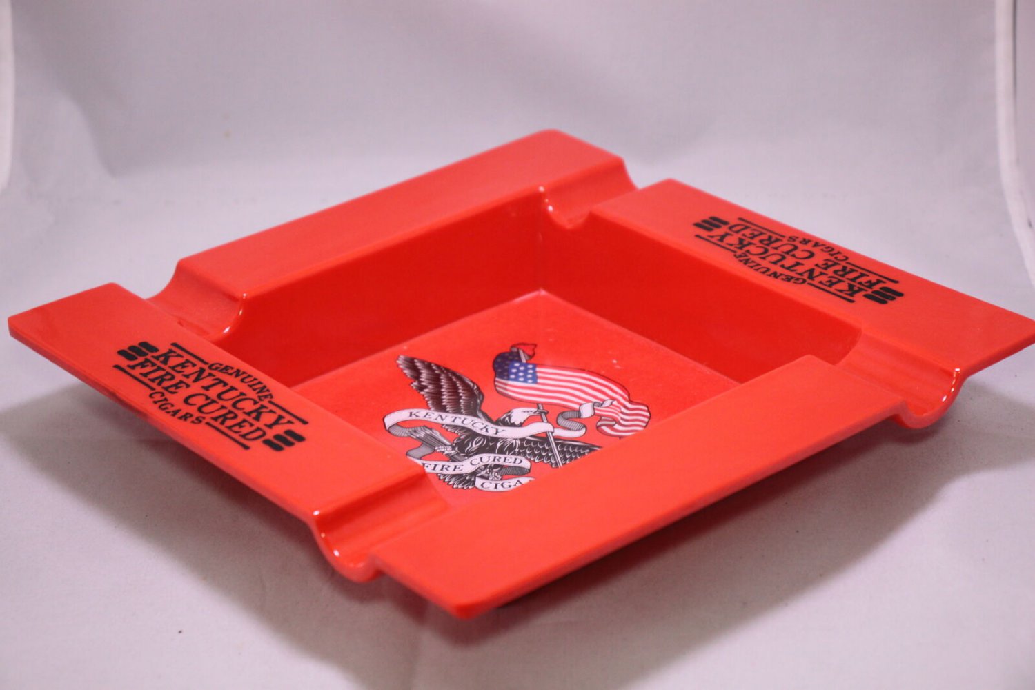 Genuine Kentucky Fire Red Square 4-Finger Ashtray