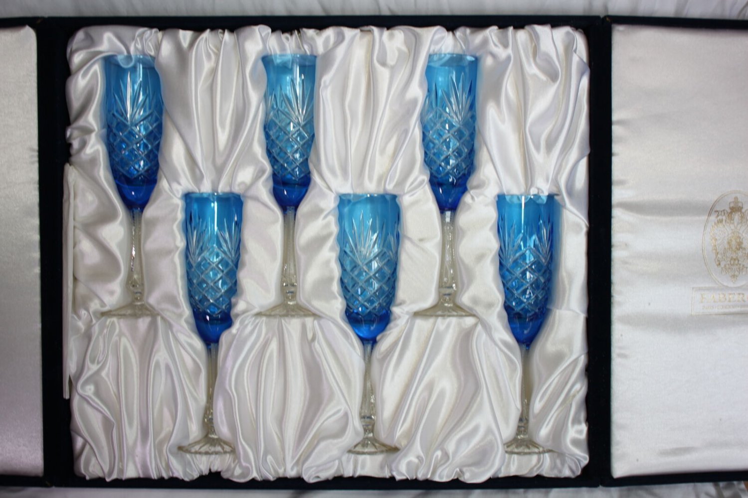 FABERG&Atilde;� ODESSA SKY BLUE CRYSTAL FLUTES | Set of 6