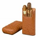 Brizard and Co. - The "Show Band" 3 Cigar Case - Ostrich Tan