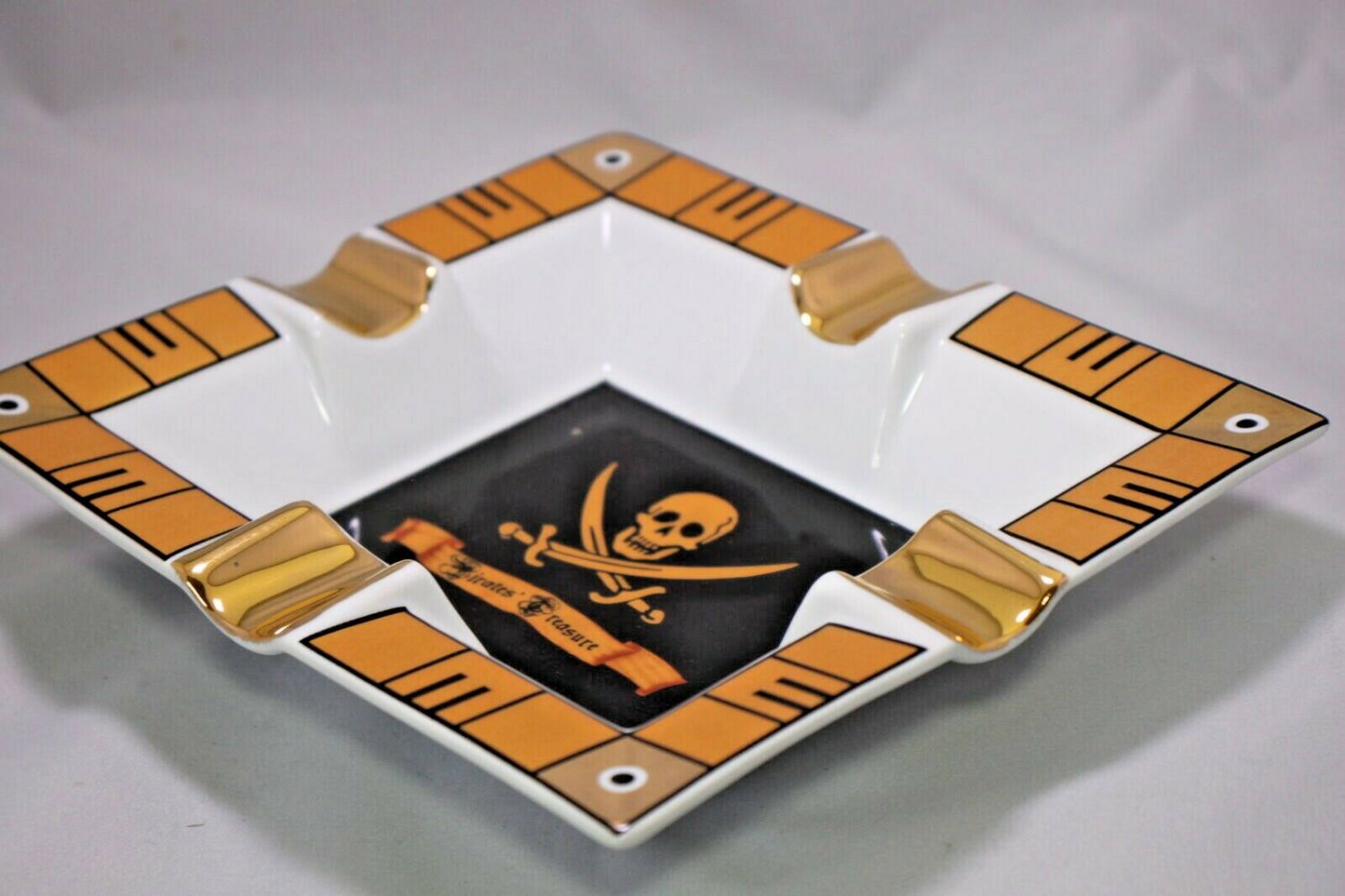 Pirates Treasure Cigar Ashtray Measures 8" L x 7.25"W No box