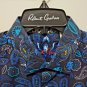 Robert Graham - Colorful Short Sleeve Blue Men's Medium Button Down Classic Fit