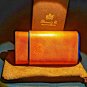 Brizard and Co Blue Ostrich & Camel Color Leather Case, Cutter & Lighter Combo