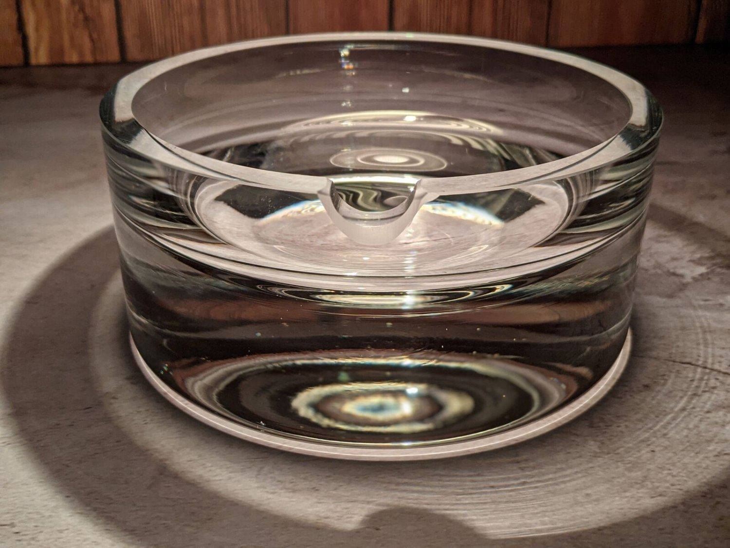 Heavy Glass Ashtray Measures 6.25" Diameter x 2.75" H  Weighs 4.12 pounds
