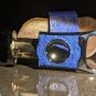 Brizard and Co Blue Ostrich and Grey Leather  Case, Cutter and Lighter Combo