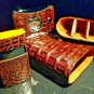 Brizard and Co Brown Caiman Alligator Case , Cutter & Lighter.  NIB Made in USA