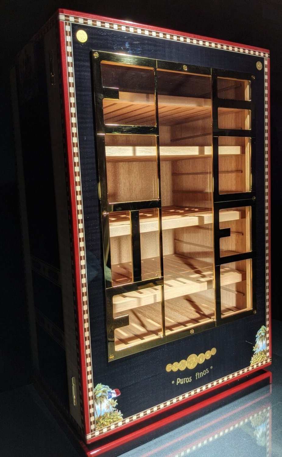 Elie Bleu Humidor Alba Black Sycamore Wood NIB Made in France