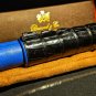 Brizard and Co Genuine Black Caiman and Blue Leather Single Holder