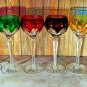Faberge Lausanne Cut Crystal Colored Hock Glasses. 8 1/2" H x 3 1/4" W