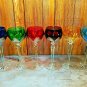 Faberge Lausanne Cut Crystal Colored Hock Glasses. 8 1/2" H x 3 1/4" W