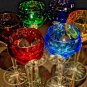 Faberge Lausanne Cut Crystal Colored Hock Glasses. 8 1/2" H x 3 1/4" W
