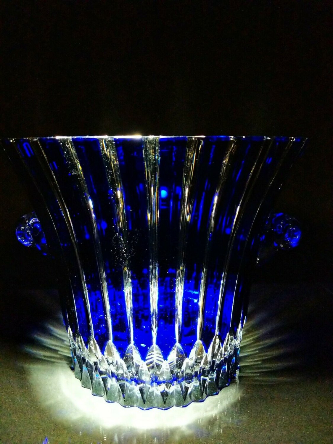 Cobalt Blue  & Clear Cut Ice Bucket