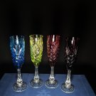 Faberge Crystal Colored Champagne Flutes in presentation box set of 4 Glasses