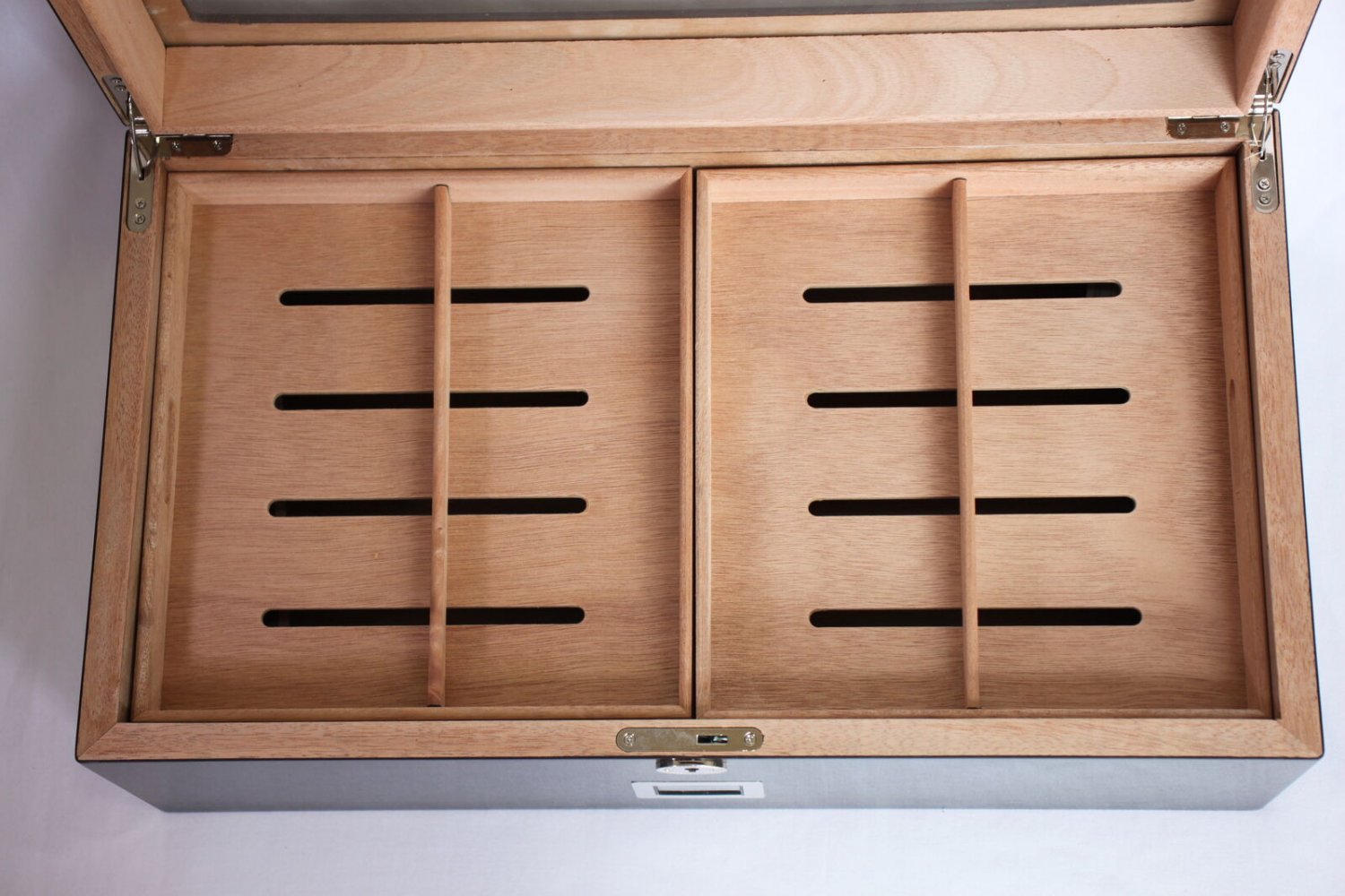 Carbon Fiber Wooden Humidor with Lock and Key 19" L x 10.75" W x 6.75" H