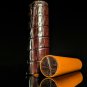 Brizard and Co  Caiman Tobacco and Racing Orange Leather cigar tube holder
