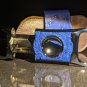 Brizard and Co Blue Ostrich and Grey Leather V Cutter NIB