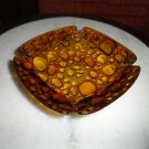 Golden Bubble Glass  Ashtray with 4 corner slots